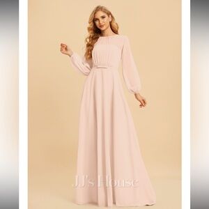 JJS house A-line Scoop Floor-Length Chiffon Dress With Bow #272718 size 12